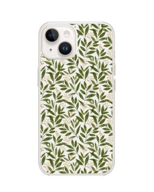 Etui do iPhone 14 Plus przeźroczyste, silikonowe Flexi, zielone gałązki