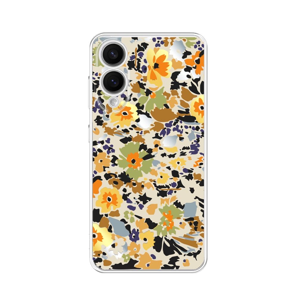 Etui do Samsung Galaxy S25 Edge przeźroczyste, silikonowe Flexi, malowane kwiatki