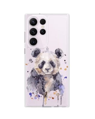 Etui do Samsung Galaxy S23 Ultra przeźroczyste, silikonowe Flexi, Akwarelowe Zoo, Panda