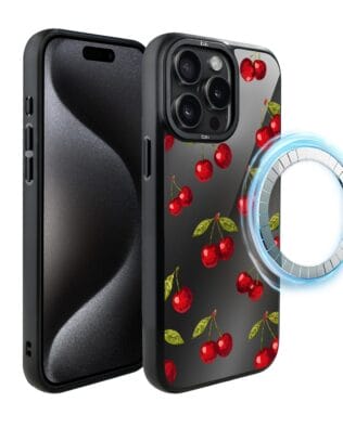 Etui do iPhone 15 Pro IBIZU DropGuard Matt z MagSafe, Midnight, Wiśniowa noc