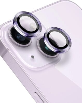 Metalowa osłona obiektywu aparatu ze szkła hartowanego 9H do iPhone 14 Plus, 1 zestaw, głęboka purpura