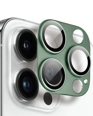 Metalowa osłona na cały aparat z wbudowanymi szkłami do iPhone 14 Pro Max, zielona