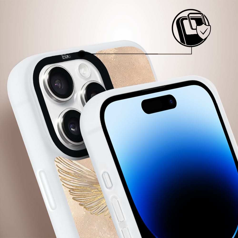 Etui do iPhone 14 Pro IBIZU DropGuard Matt z MagSafe, Boho, Złote żurawie - obrazek 3