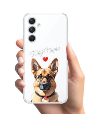 Etui do Samsung Galaxy A54 5G przeźroczyste, silikonowe Flexi, Puppy Love, pies rasy Owczarek Niemiecki