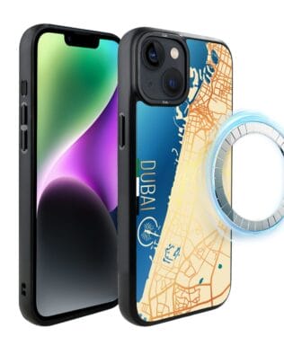 Etui do iPhone 14 Plus IBIZU DropGuard Matt z MagSafe, Mapy Świata, Dubai