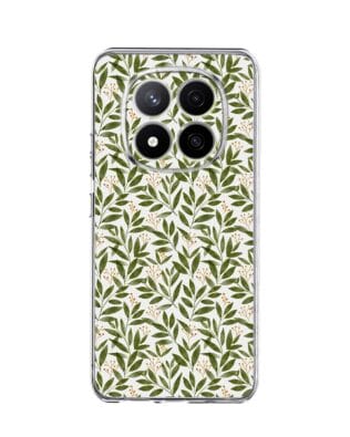 Etui do Xiaomi Redmi Note 14 Pro 4G przeźroczyste, silikonowe Flexi, zielone gałązki