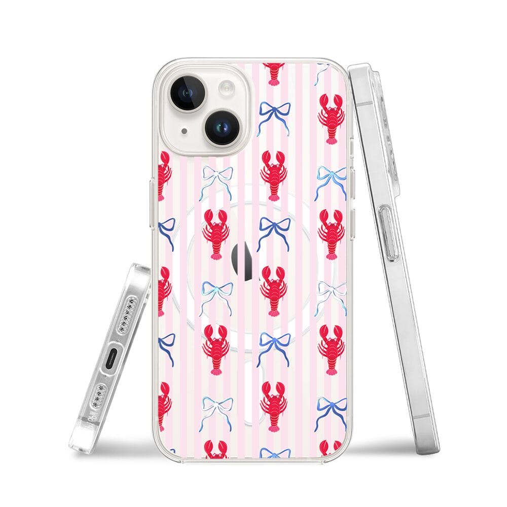 Etui do iPhone 13 Mini z MagSafe przeźroczyste, silikonowe Flexi, krab i kokardki - obrazek 3