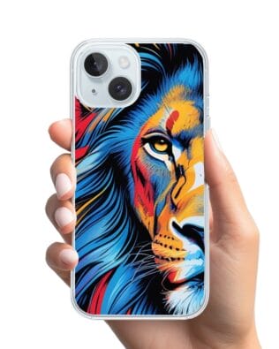 Etui do iPhone 15 przeźroczyste, silikonowe Flexi, Dzika Mandala, Lwie spojrzenie