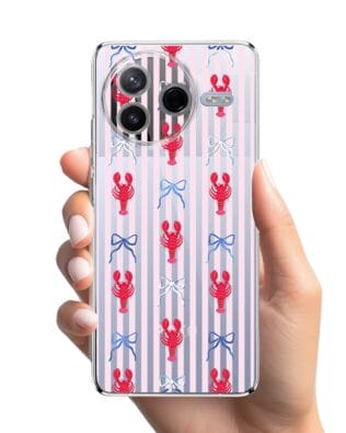 Etui do Xiaomi POCO F7 Pro przeźroczyste, silikonowe Flexi, krab i kokardki