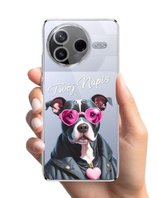 Etui do Xiaomi POCO F7 Pro przeźroczyste, silikonowe Flexi, Puppy Love, pies rasy Amstaff