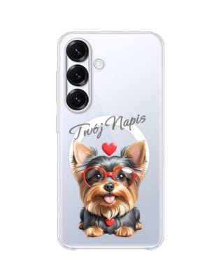 Etui do Samsung Galaxy S25 z MagSafe przeźroczyste, silikonowe Flexi, Puppy Love, pies rasy York