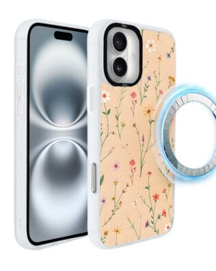 Etui do iPhone 16 IBIZU DropGuard Matt z MagSafe, Pastel Bloom, Koralowa łąka