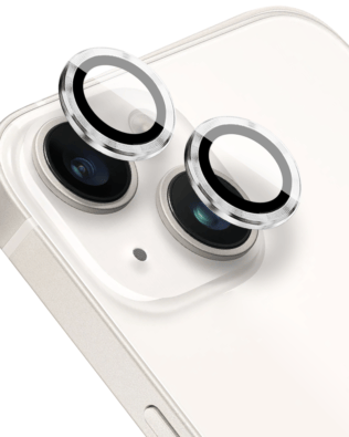 Metalowa osłona obiektywu aparatu ze szkła hartowanego 9H do iPhone 13, 1 zestaw, srebrna