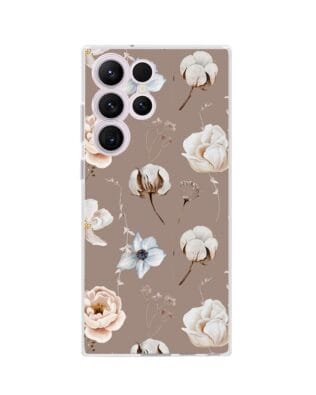 Etui do Samsung Galaxy S23 Ultra przeźroczyste, silikonowe Flexi, akwarelowe kwiatki