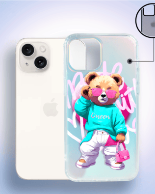 Etui do iPhone 14 IBIZU California Sunset, zmieniające kolor, Pink Queen, stylowy miś