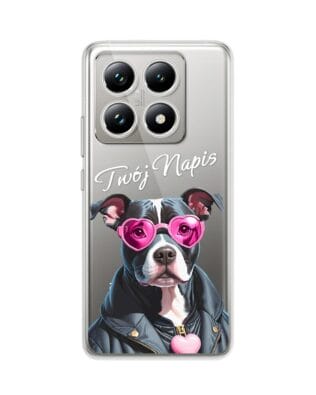 Etui do Xiaomi 14T Pro przeźroczyste, silikonowe Flexi, Puppy Love, pies rasy Amstaff