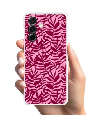 Etui do Samsung Galaxy A26 5G przeźroczyste, silikonowe Flexi, bordowe liście