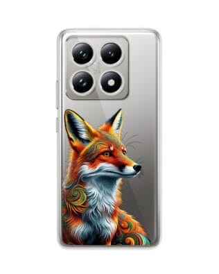 Etui do Xiaomi 14T Pro przeźroczyste, silikonowe Flexi, Dzika Mandala, Twarz lisa