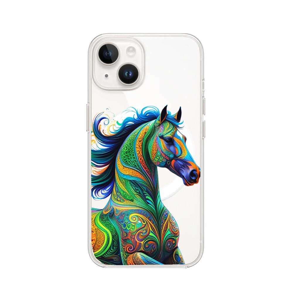 Etui do iPhone 13 Mini z MagSafe przeźroczyste, silikonowe Flexi, Dzika Mandala, Koń