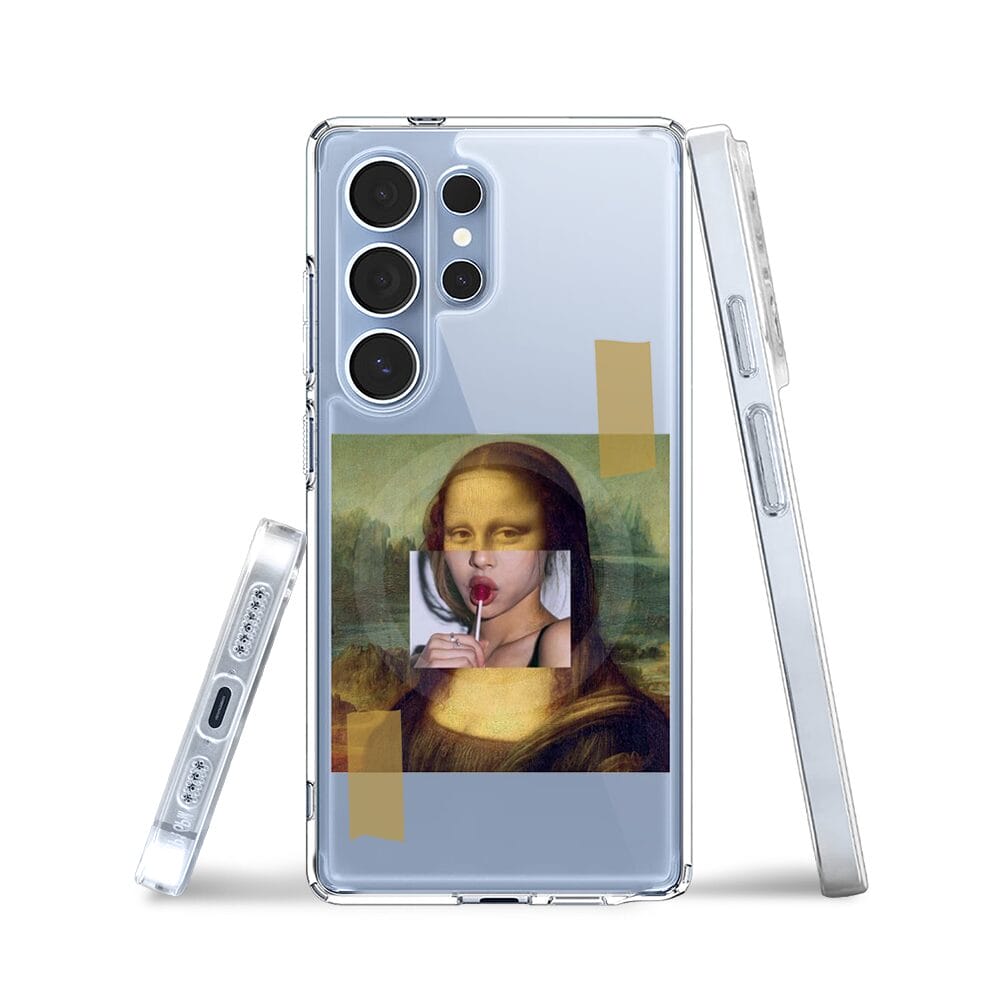 Etui do Samsung Galaxy S25 Ultra z MagSafe przeźroczyste, silikonowe Flexi, Mona Lisa z lizakiem - obrazek 3