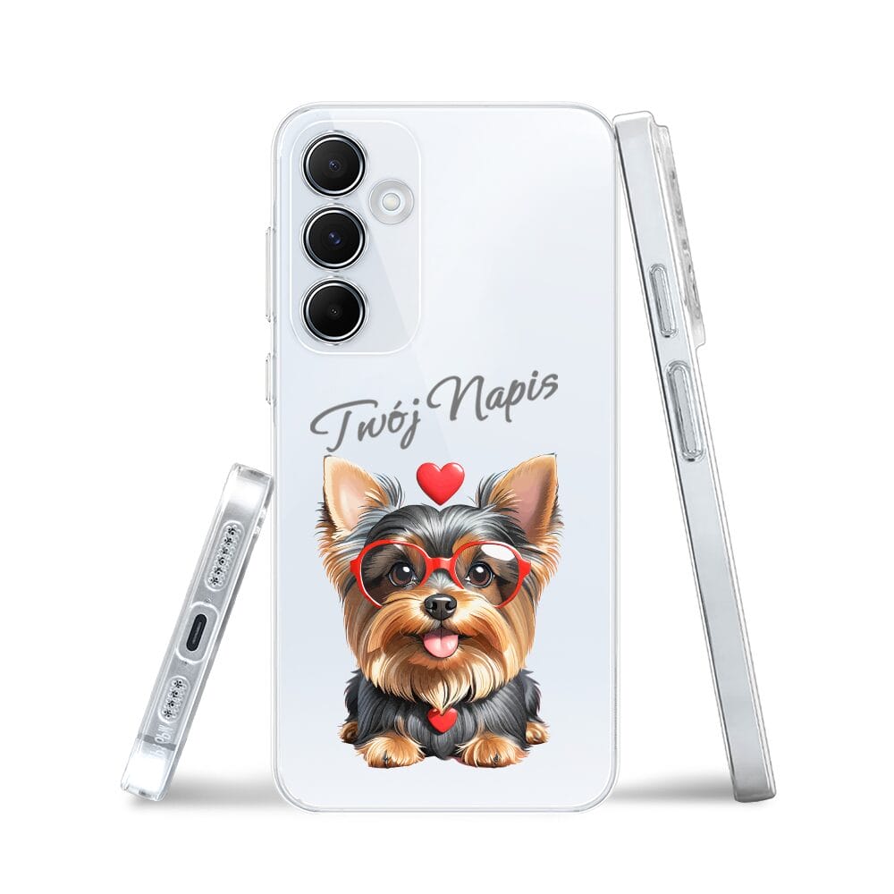 Etui do Samsung Galaxy A55 5G przeźroczyste, silikonowe Flexi, Puppy Love, pies rasy York - obrazek 3