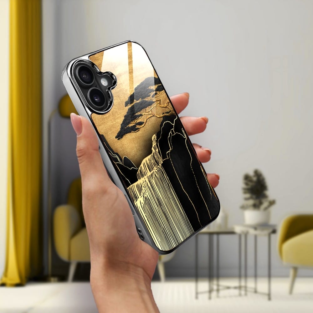 Etui do iPhone 16 IBIZU Elite Glass z MagSafe Magia Azji, Złoty wodospad, czarne - obrazek 5