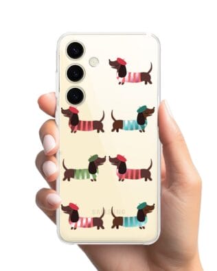 Etui do Samsung Galaxy S24 Plus przeźroczyste, silikonowe Flexi, jamnik w Paryżu