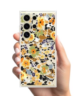 Etui do Samsung Galaxy S24 Ultra przeźroczyste, silikonowe Flexi, malowane kwiatki