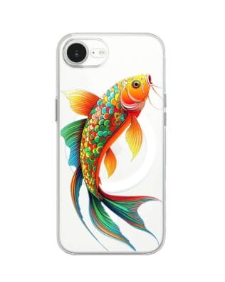 Etui do iPhone 16e z MagSafe przeźroczyste, silikonowe Flexi, Dzika Mandala, Złota ryba