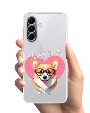 Etui do Samsung Galaxy A56 5G przeźroczyste, silikonowe Flexi, Puppy Love, pies rasy Corgi