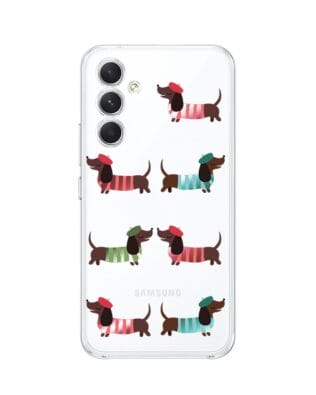 Etui do Samsung Galaxy A54 5G przeźroczyste, silikonowe Flexi, jamnik w Paryżu