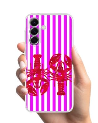 Etui do Samsung Galaxy A56 5G przeźroczyste, silikonowe Flexi, kraby z różowymi paskami