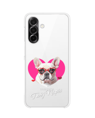 Etui do Samsung Galaxy A26 5G przeźroczyste, silikonowe Flexi, Puppy Love, pies rasy Buldog Francuski