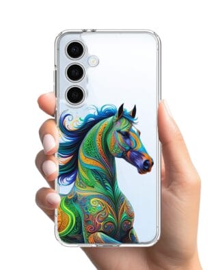 Etui do Samsung Galaxy S24 FE przeźroczyste, silikonowe Flexi, Dzika Mandala, Koń