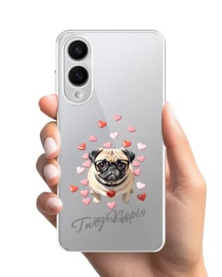 Etui do Samsung Galaxy S25 Edge przeźroczyste, silikonowe Flexi, Puppy Love, pies rasy Mops