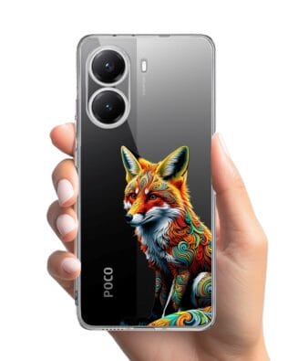 Etui do Xiaomi POCO X7 Pro przeźroczyste, silikonowe Flexi, Dzika Mandala, Lis