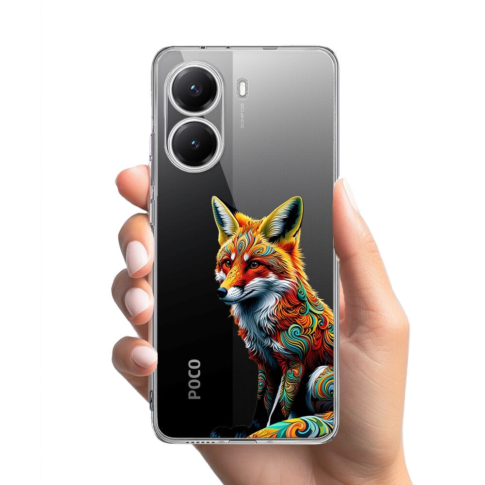 Etui do Xiaomi POCO X7 Pro przeźroczyste, silikonowe Flexi, Dzika Mandala, Lis - obrazek 2