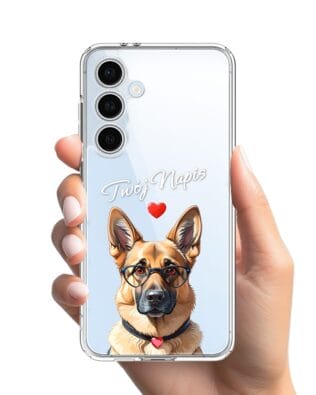 Etui do Samsung Galaxy S24 FE przeźroczyste, silikonowe Flexi, Puppy Love, pies rasy Owczarek Niemiecki