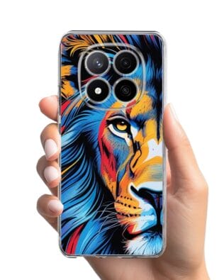 Etui do Xiaomi Redmi Note 14 Pro 4G przeźroczyste, silikonowe Flexi, Dzika Mandala, Lwie spojrzenie