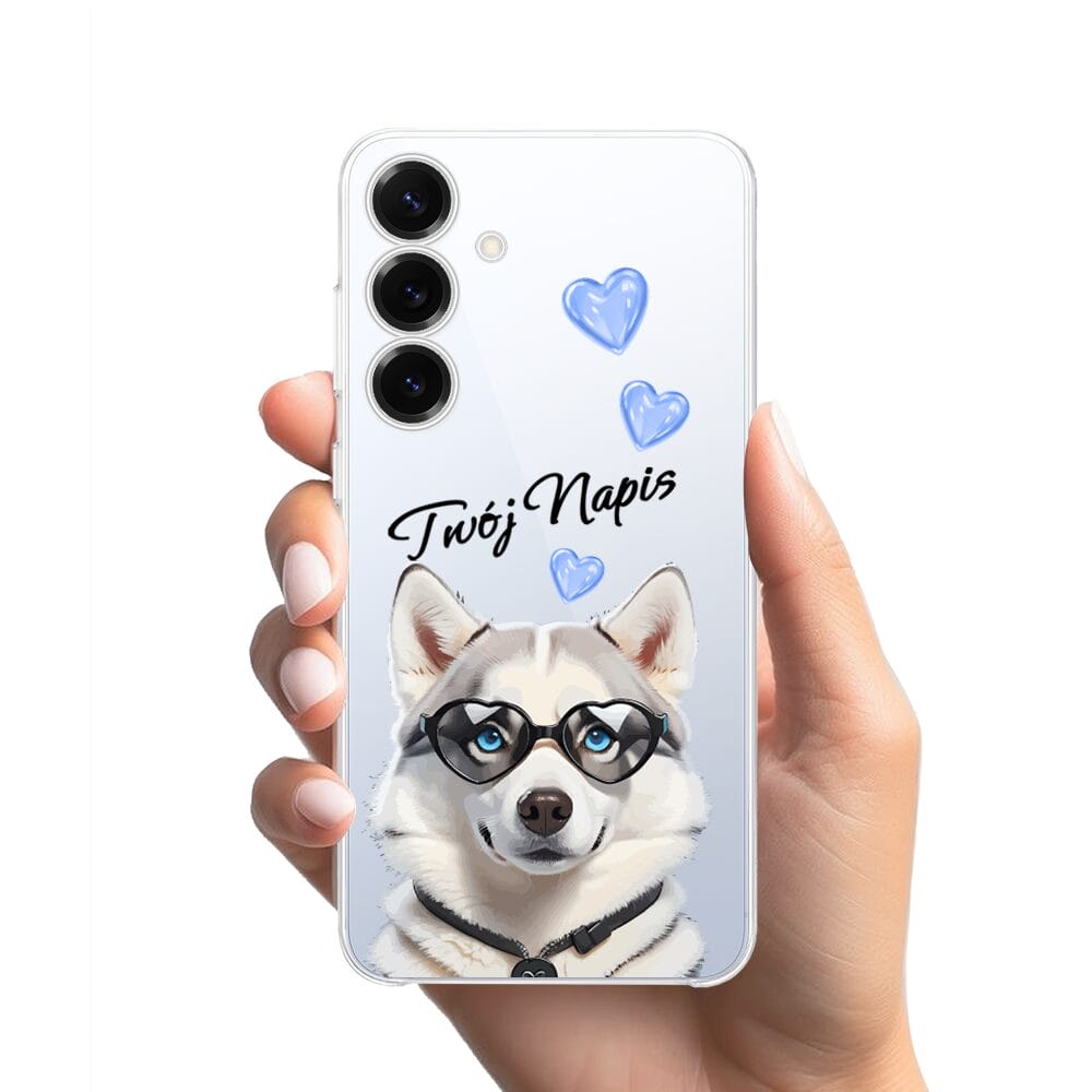 Etui do Samsung Galaxy S25 Plus przeźroczyste, silikonowe Flexi, Puppy Love, pies rasy Husky - obrazek 2