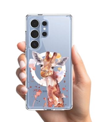 Etui do Samsung Galaxy S25 Ultra z MagSafe przeźroczyste, silikonowe Flexi, Akwarelowe Zoo, Żyrafa
