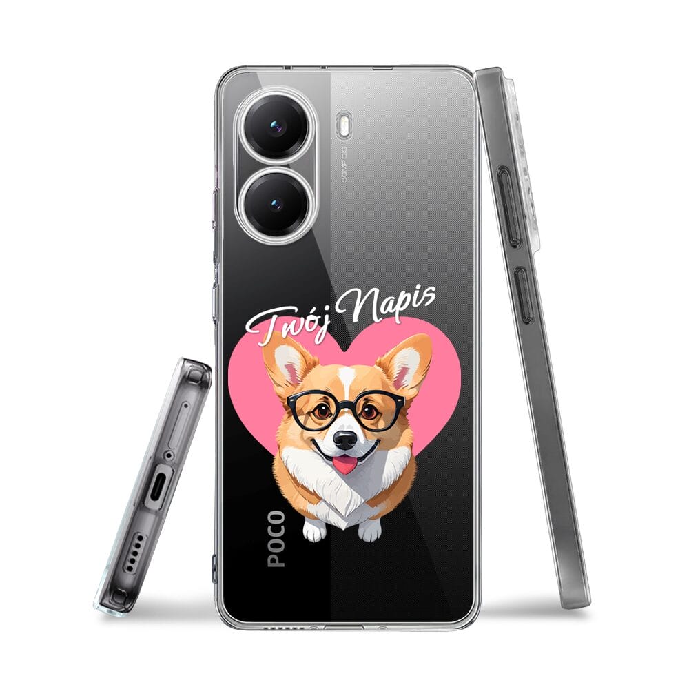 Etui do Xiaomi POCO X7 Pro przeźroczyste, silikonowe Flexi, Puppy Love, pies rasy Corgi - obrazek 3