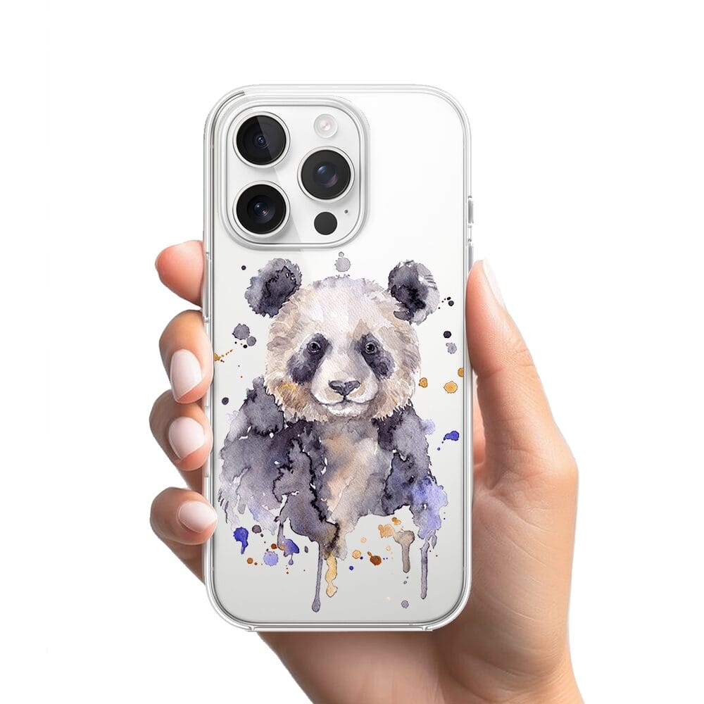 Etui do iPhone 13 Pro przeźroczyste, silikonowe Flexi, Akwarelowe Zoo, Panda - obrazek 2