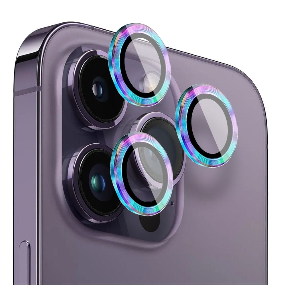 Metalowa osłona obiektywu aparatu ze szkła hartowanego 9H do iPhone 14 Pro, 1 zestaw, kameleon - obrazek 2