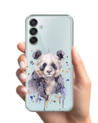 Etui do Samsung Galaxy M15 5G przeźroczyste, silikonowe Flexi, Akwarelowe Zoo, Panda