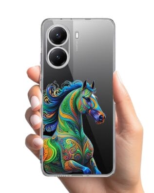 Etui do Xiaomi POCO X7 Pro przeźroczyste, silikonowe Flexi, Dzika Mandala, Koń