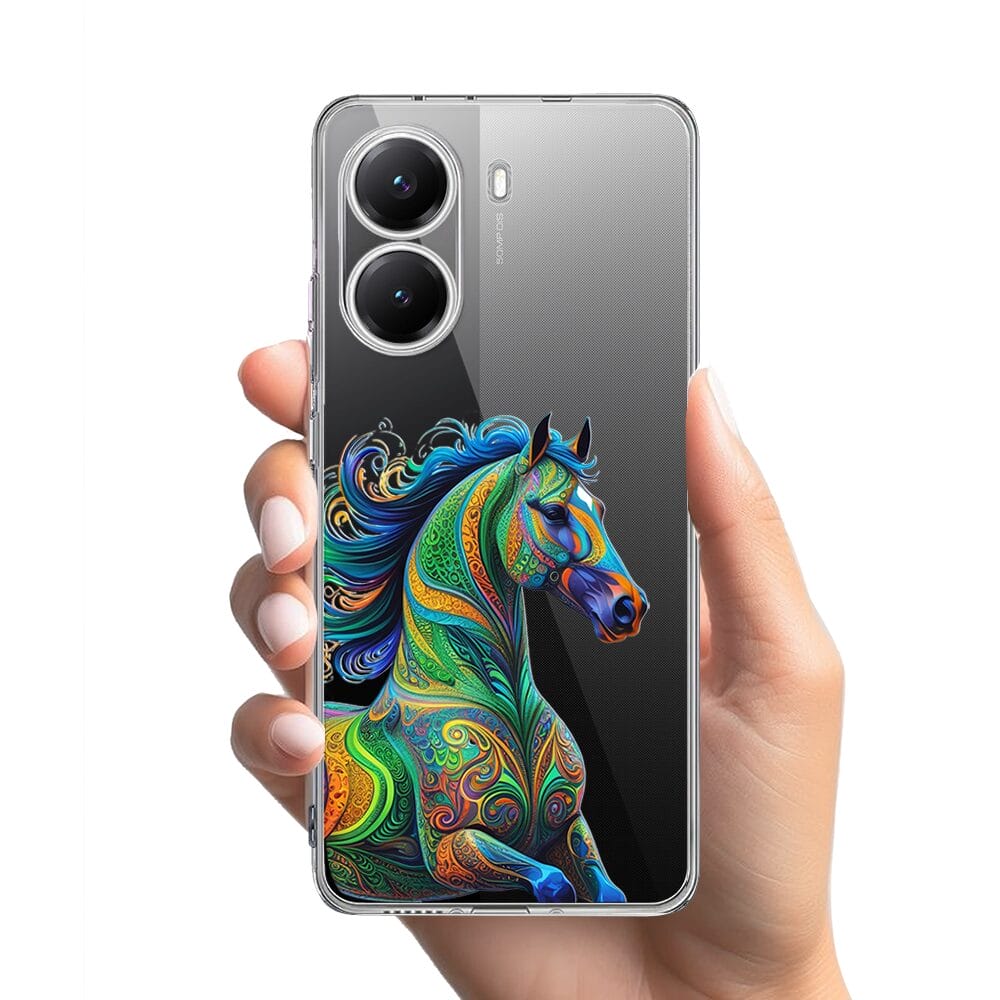 Etui do Xiaomi POCO X7 Pro przeźroczyste, silikonowe Flexi, Dzika Mandala, Koń - obrazek 2