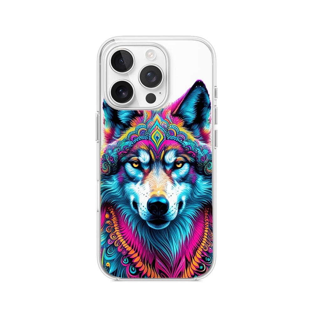 Etui do iPhone 13 Pro przeźroczyste, silikonowe Flexi, Dzika Mandala, Wilk