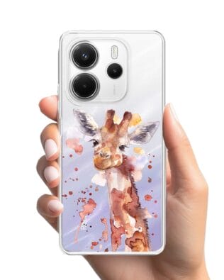Etui do Xiaomi Redmi Note 14 4G przeźroczyste, silikonowe Flexi, Akwarelowe Zoo, Żyrafa