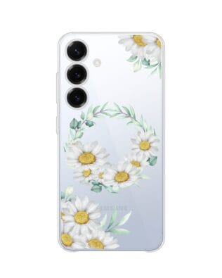 Etui do Samsung Galaxy S25 Plus przeźroczyste, silikonowe Flexi, wianek stokrotek